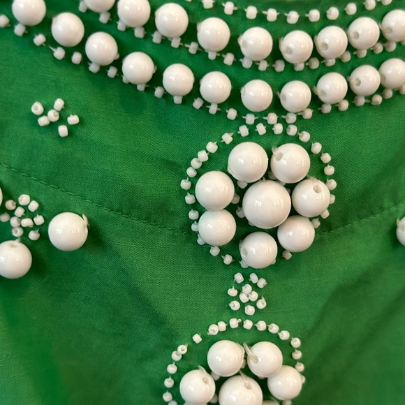 BANANA REPUBLIC Silk & Cotton Blend Green Beaded Blouse - Picture 2 of 3